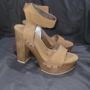 BCBGeneration Kyra Sandals Shoes Heels Size 5.5 Ginger Brown Strappy Thick